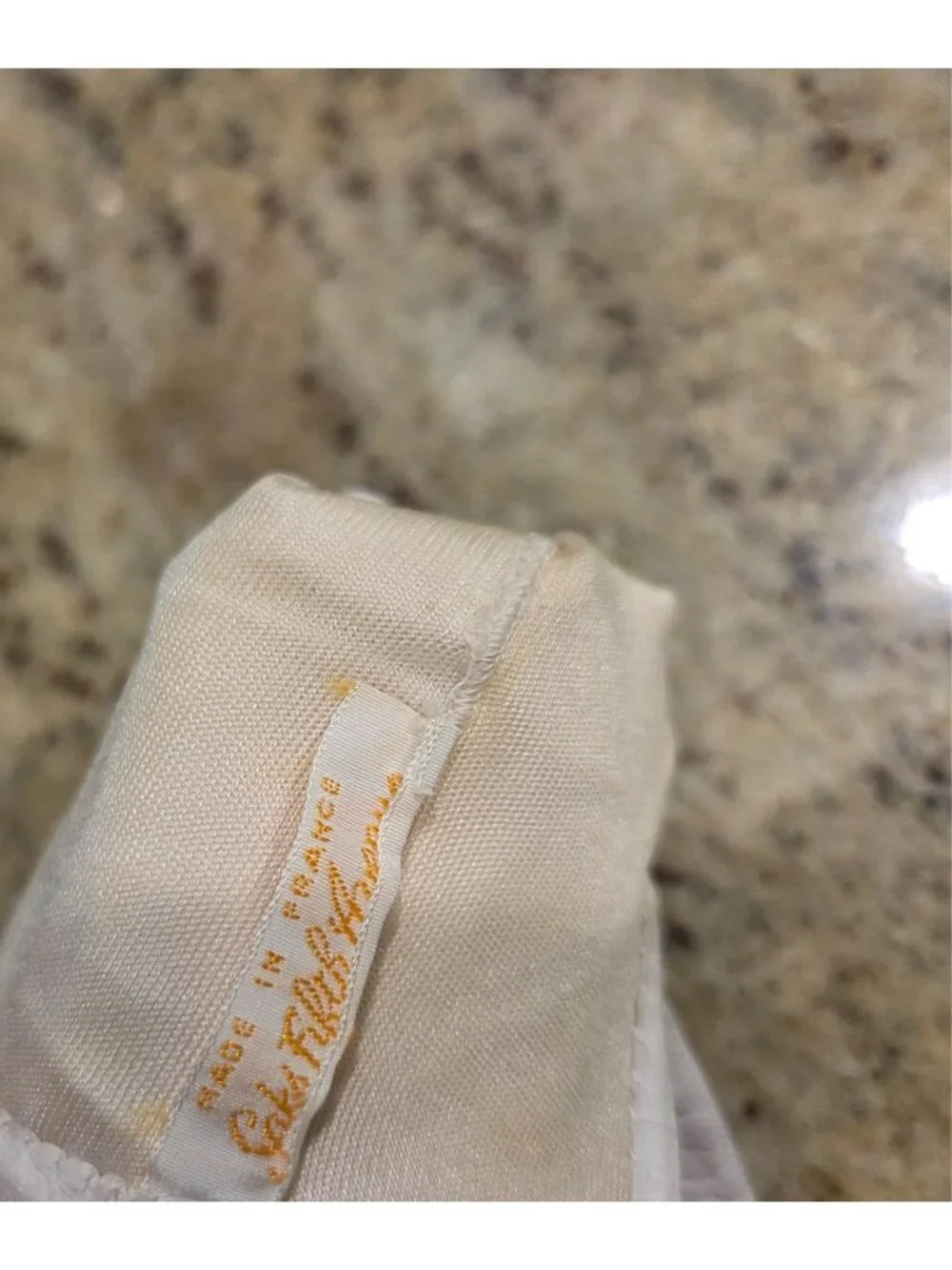 Vintage Womens Size S 6.5 Off-White Leather Silk Lined Formal Gloves Italy Saks